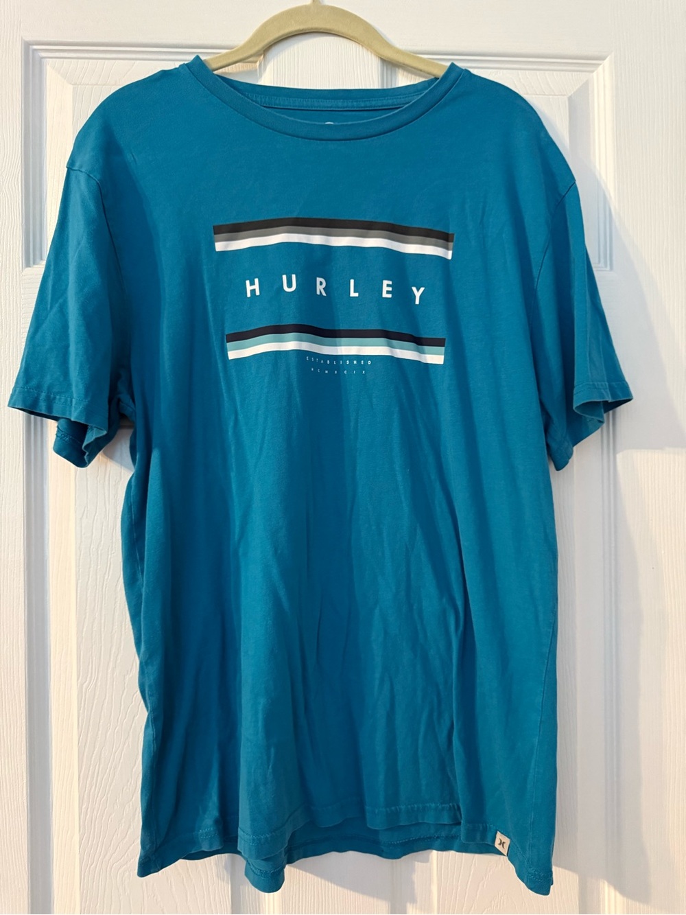 Hurley Men's Teal Graphic Logo T-Shirt